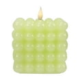 thumbnail image 4 of Mainstays Green Square Tabletop Wax Candle with  Faux LED Flame, Bubble Design, 4.92"x4.13"x4.13", 4 of 12