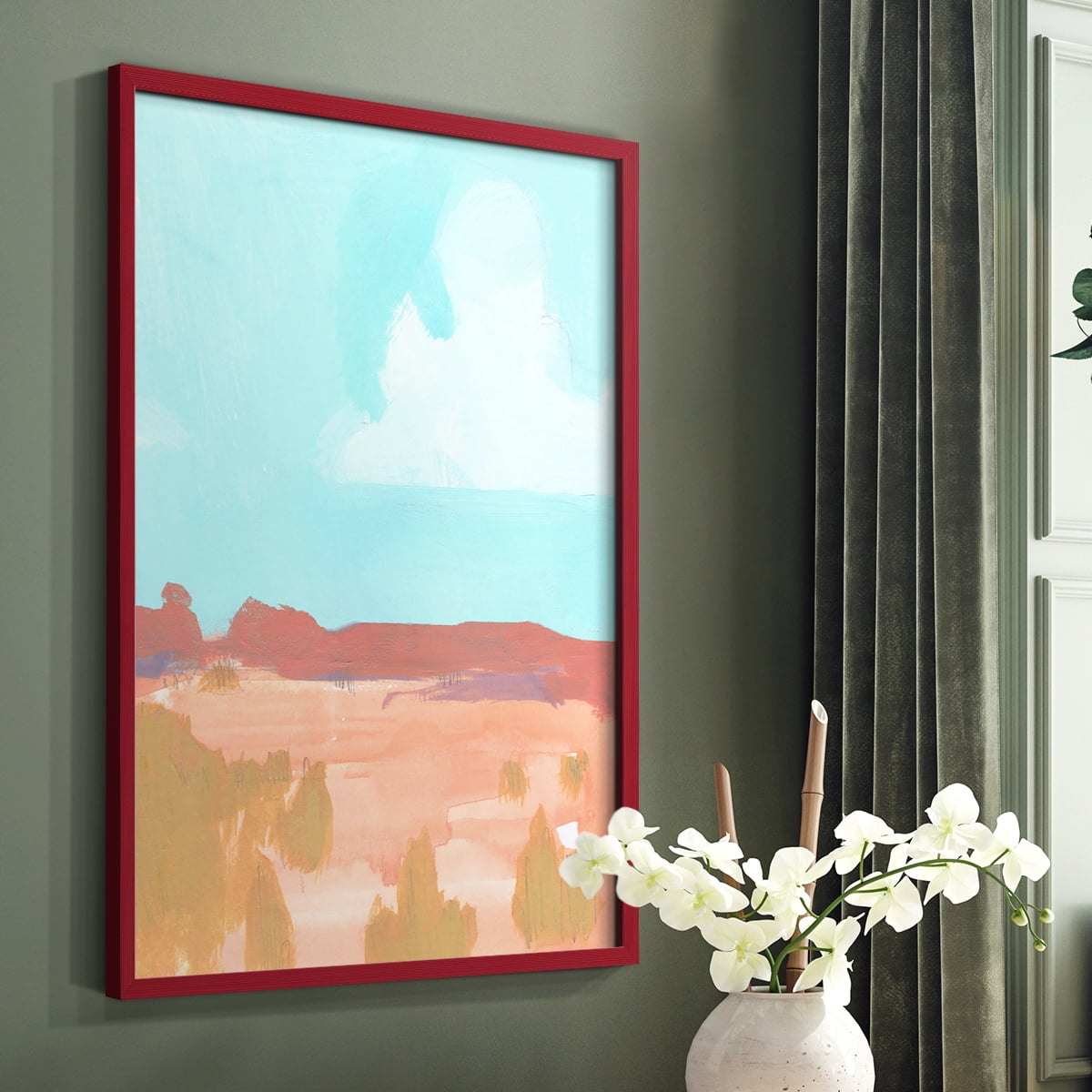 Wide Open Spaces I Framed Print in Red Solid Wood 8 x 10 Framed Print