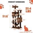 thumbnail image 3 of Quuzee 51.6-in Cat Tree Tower with Double Condo,Scratching Post Hammock, Brown, 3 of 9