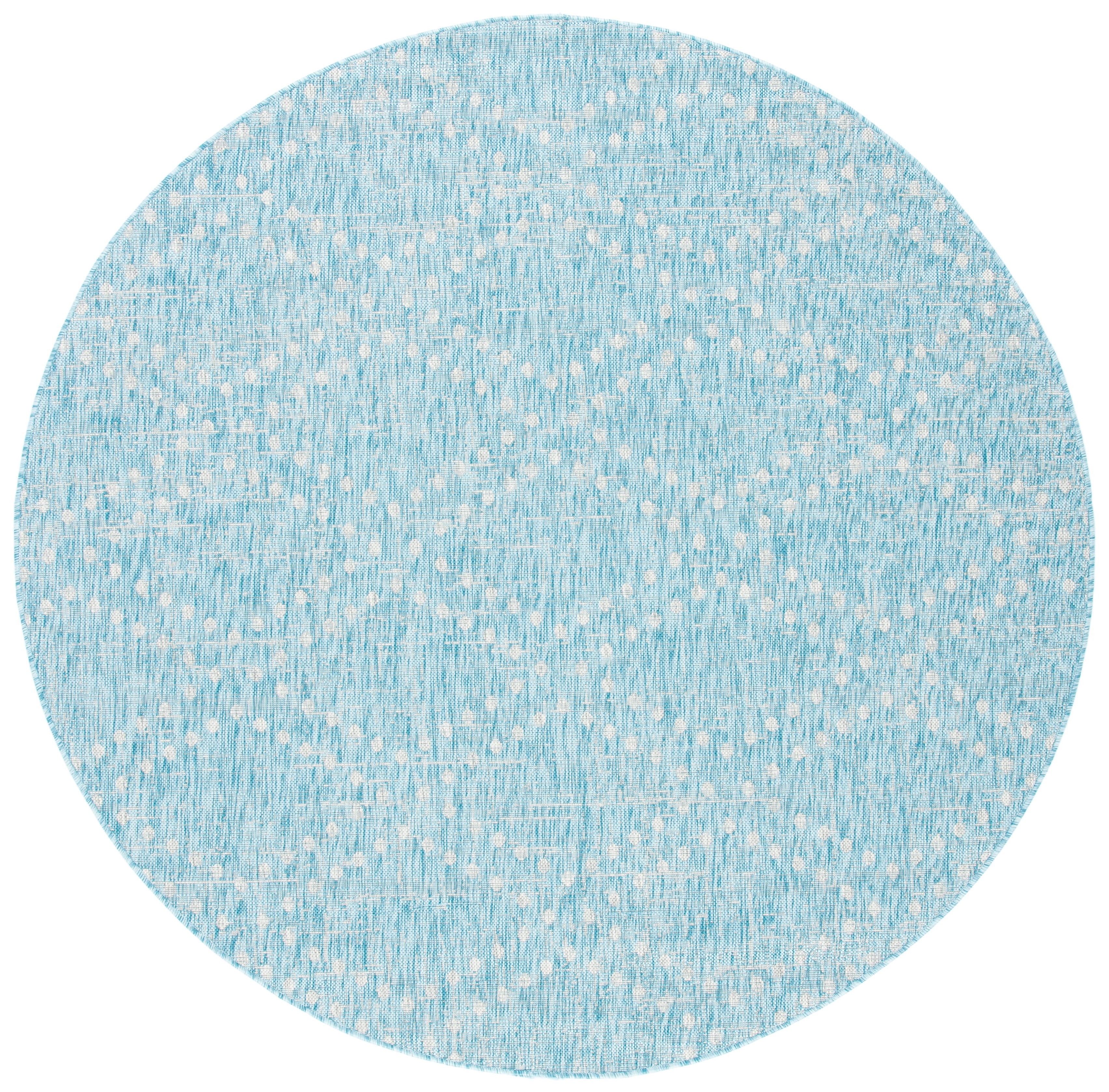 SAFAVIEH Courtyard Ilean Geometric Indoor/Outdoor Area Rug, Aqua/Grey, 6'7" x 6'7" Round