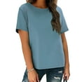 thumbnail image 4 of Baberdicy T-Shirts à Manches Courtes Décontractés Unis Col Rond Bleu m, 4 of 7