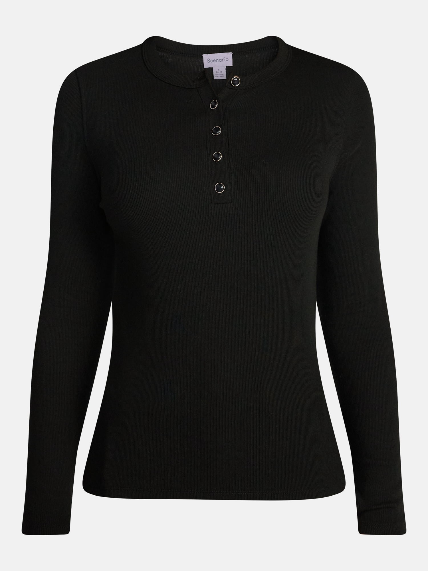 Scenario Women's Henley Shirt with Long Sleeves, Sizes XS-XXXL