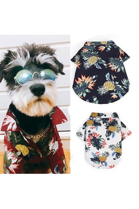 Summer Pet Dog Cat Printed Shirt Tops Costume Pineapple Pattern Blouse Clothes, Pet Dog Clothes