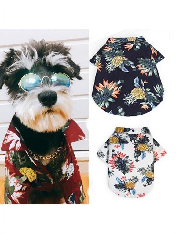 Summer Pet Dog Cat Printed Shirt Tops Costume Pineapple Pattern Blouse Clothes, Pet Dog Clothes