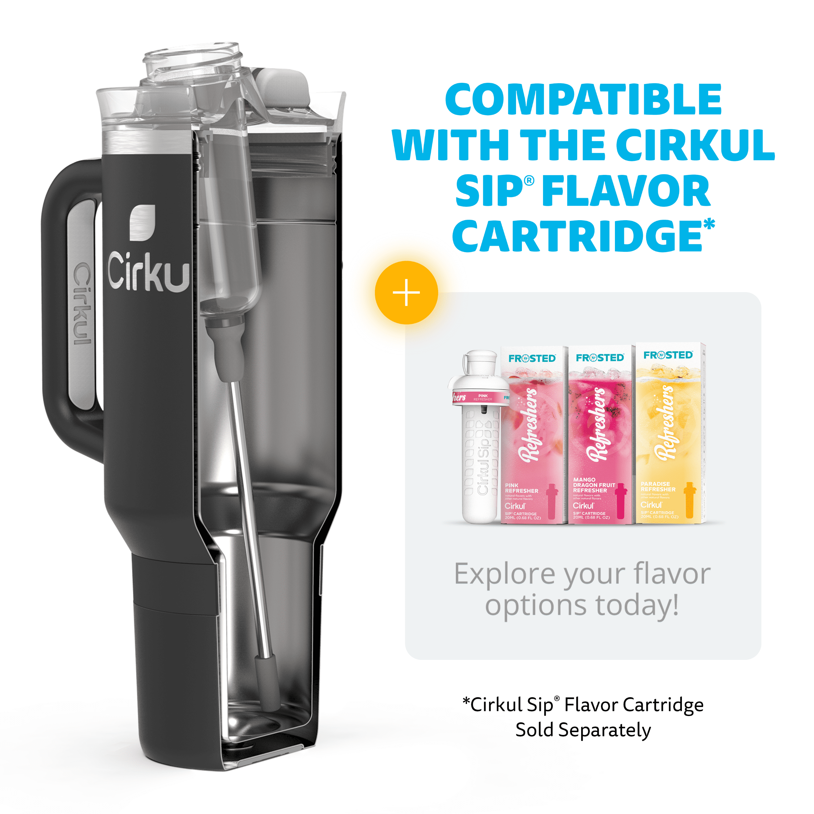 Cirkul 40oz All-Day StrawSip™ Tumbler, Carbon (Black).