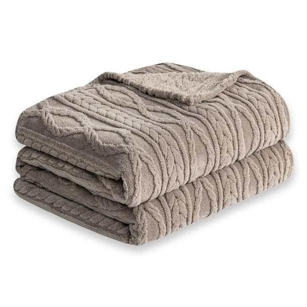 Manta cálida Blanket COOVA Taupe Sherpa 127 x 152 cm