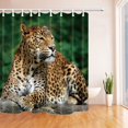 thumbnail image 1 of ABPHQTO leopardo acostado en la piedra en el bosque Cortina de baño de tela de poliéster 160x180 cm, 1 of 1
