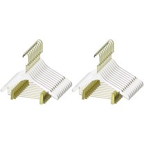 YBM Home Quality Acrylic Clear Hangers with Clips, Gold w/ Flat Hook, 4106-20
