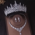 thumbnail image 2 of Magníficos conjuntos de joyería nupcial de cristal de Color plateado, tiaras de moda, pendientes de corona, gargantilla, collar, vestido de boda para mujer, conjunto de joyería Tan Jianjun unisex, 2 of 2