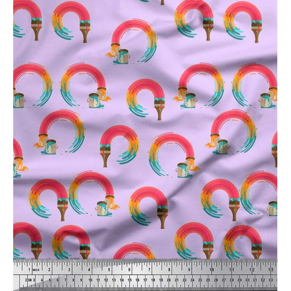 Soimoi Purple Cotton Cambric Fabric Paint Brush Abstract Fabric Prints By Yard 56 Inch Wide