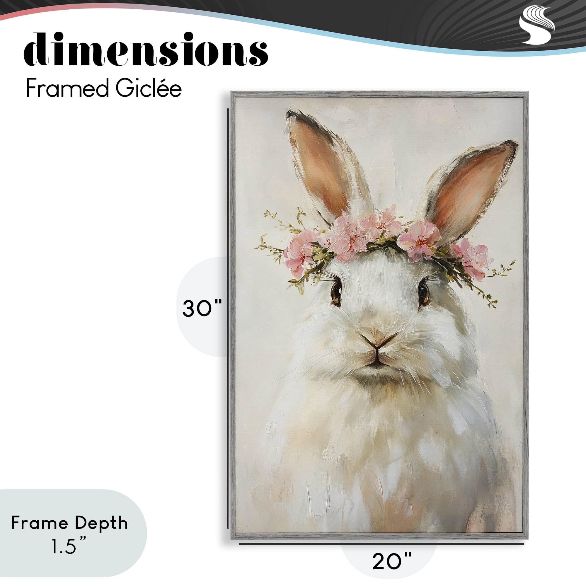 Stupell Industries Bunnykins with Pink Crown Gray Framed Giclee Art, design by Tina LeCour
