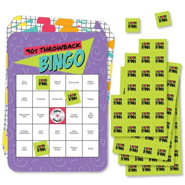 Big Dot of Happiness 90's Throwback - Bar Bingo Cards and Markers - 1990s Party Bingo Game - Set of 18