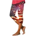 thumbnail image 2 of AGWOLF 4th of July Women Capri Pants Plus Size Tummy Control Capri Leggings High Waisted Yoga Pants Summer Dressy Cropped Trousers Multicolor 2XL, 2 of 5