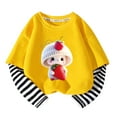 thumbnail image 2 of Toddler Girl T-Shirt Striped Patchwork Long Sleeve Tees Spring Tops 2-11 Years Valentines Day Tshirts (2-3 Years, Yellow 02), 2 of 3
