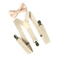 thumbnail image 2 of Conjunto de tirantes con pajarita para hombre, tirantes ajustables en Y con espalda, pantalones de boda cómodos Beige, 2 of 8