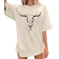 thumbnail image 2 of TINZ T-Shirt Décontracté Ample à Imprimé à Col Rond à Manches Courtes pour Femme Haut T-Shirt de Baseball pour Femmes et Chandails pour Femmes T-Shirt Uni pour Femmes, 2 of 4