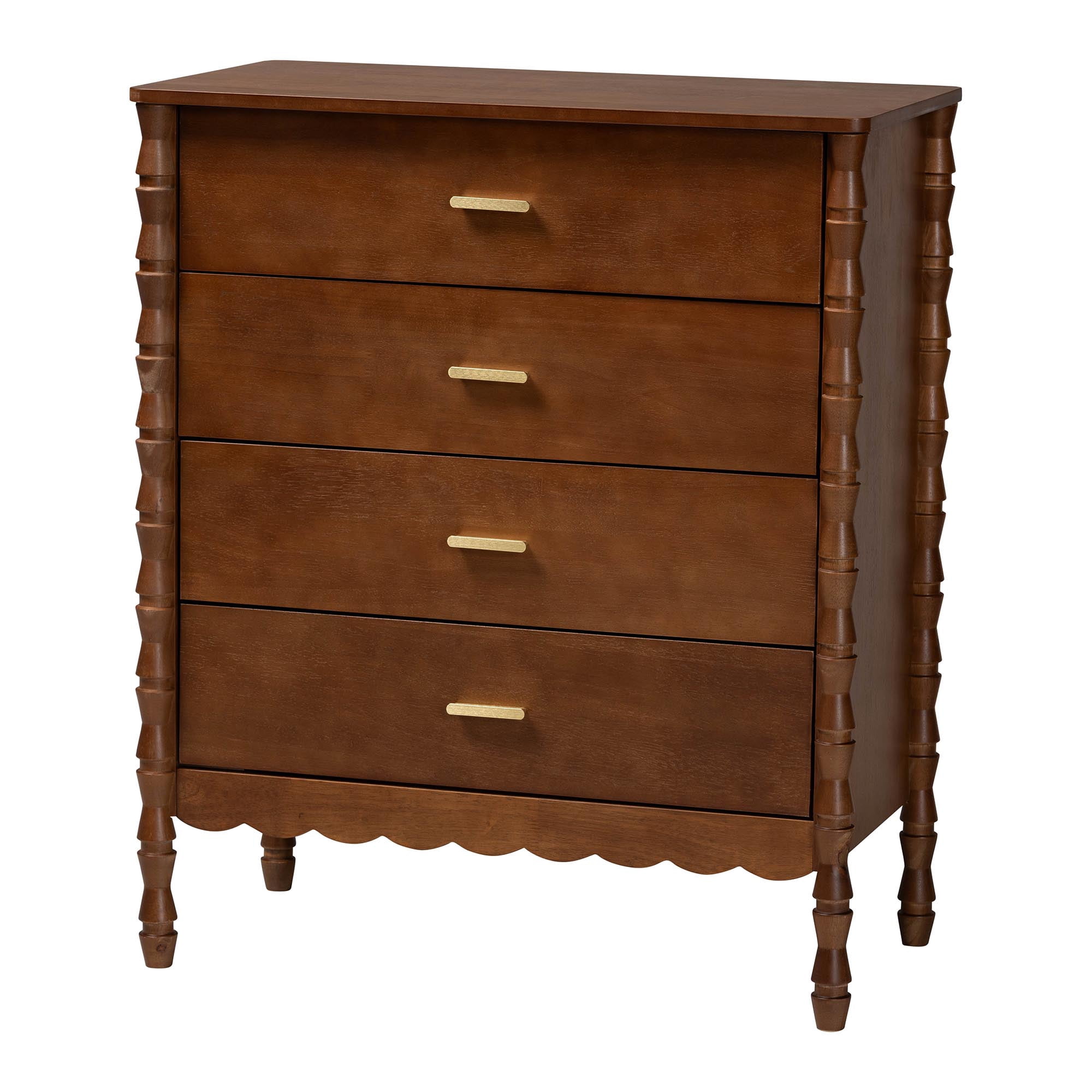 Baxton Studio Danette Modern Bedroom Set, 5-Piece, Queen, Walnut Brown
