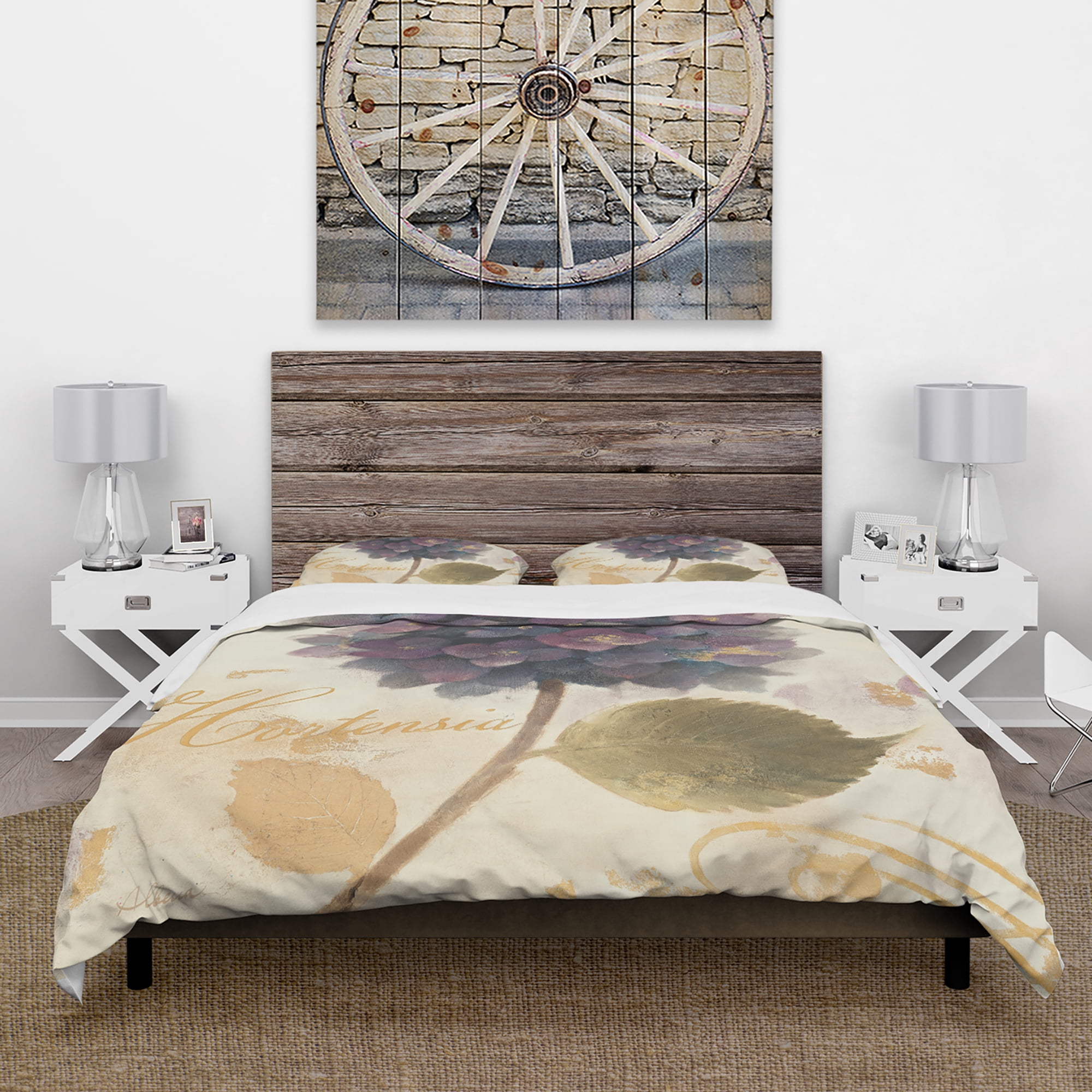 Designart 'Abundant Hydrangea Flower I' Cottage Duvet Cover Set