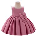 thumbnail image 4 of Lilgiuy Infant Girls Summer Dress Sleeveless Satin Lovely Bowknot Skirt for Piano Dance Performance Gown Summer Sales, 4 of 5