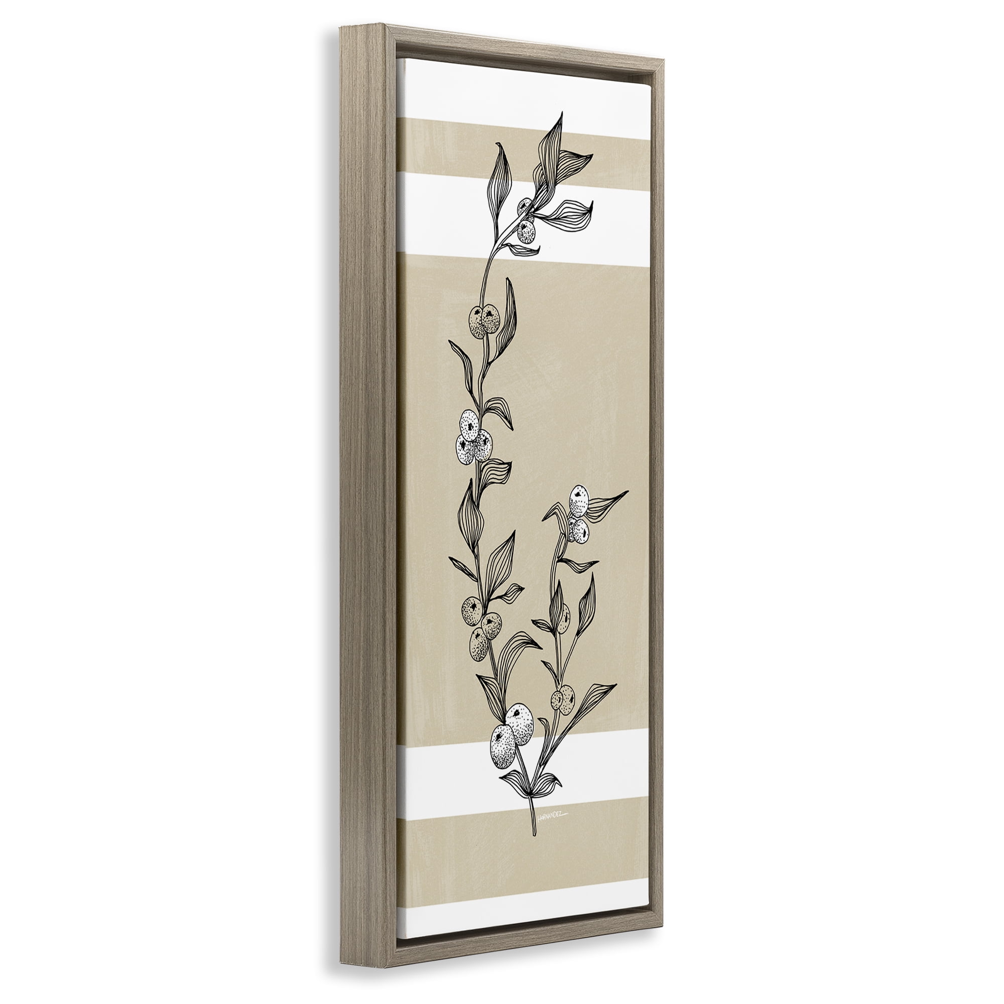 Stupell Industries Sweet Orange Branch Plants & Flowers Painting Brown Floater Framed Canvas Art Print Wall Art, 14 x 31