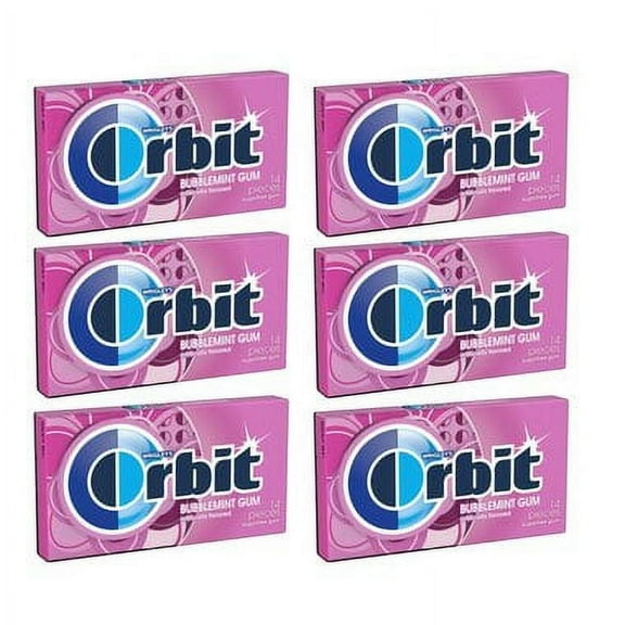 Wrigley's Orbit Sugar Free Gum 14 Pieces - Bubble Mint Gum [ 6 Pack ]