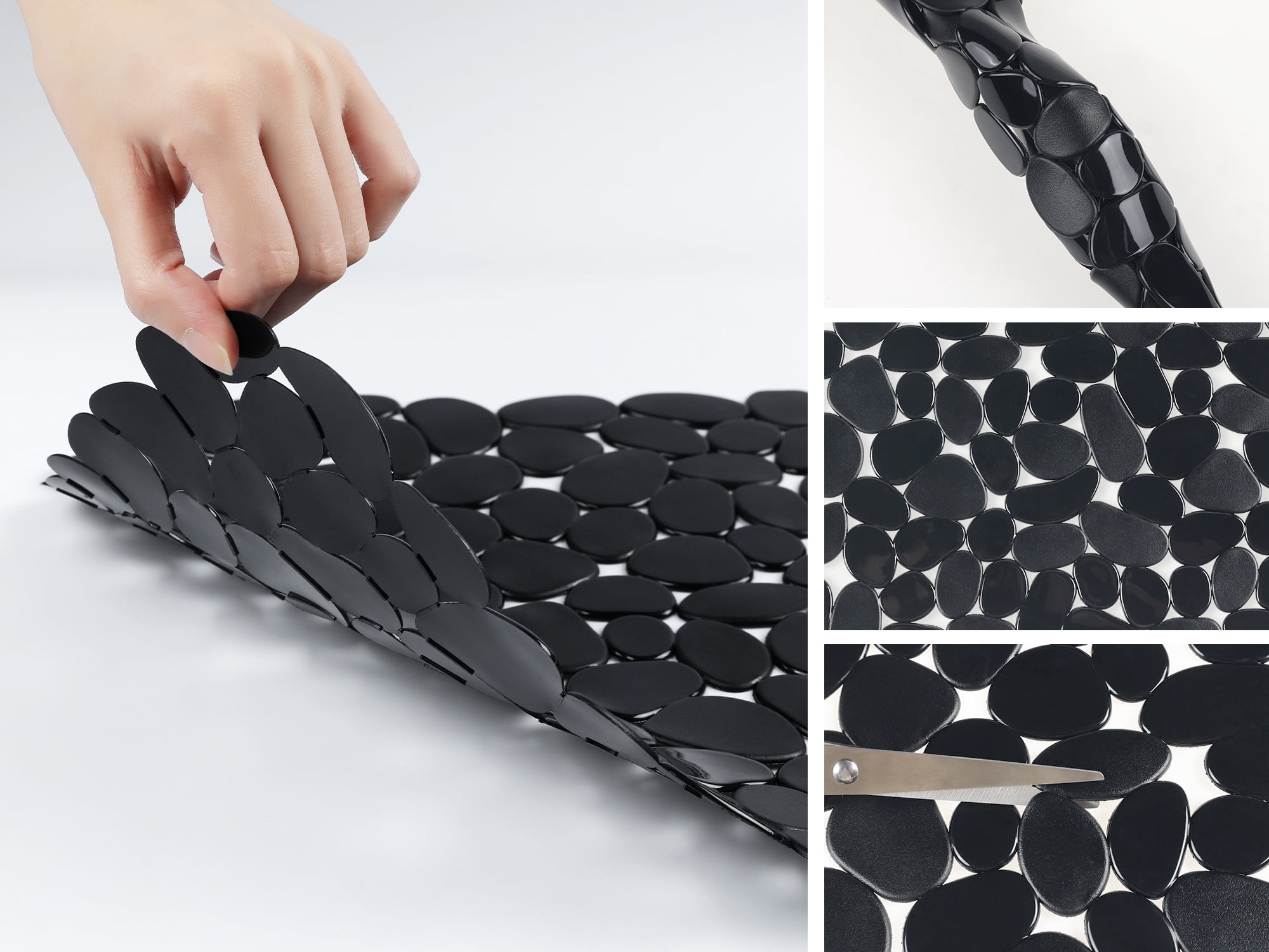 Unique Bargains Pebble Sink Mat for Stainless Steel Sinks Black