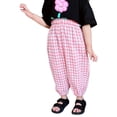 thumbnail image 2 of KAUOD Toddler Girls Plaid Pants Wide Leg Elastic Waist Trendy Casual Sweatpants Spring Summer Cute Light Joggers Pants, 2 of 5