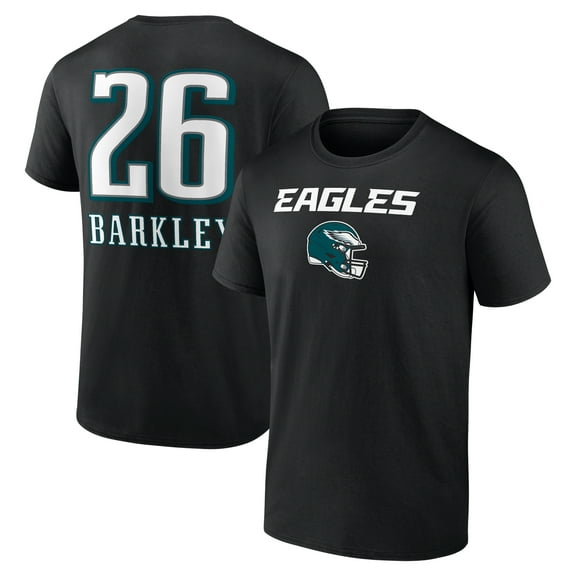 Men's Saquon Barkley Black Philadelphia Eagles Name & Number Team Wordmark T-Shirt