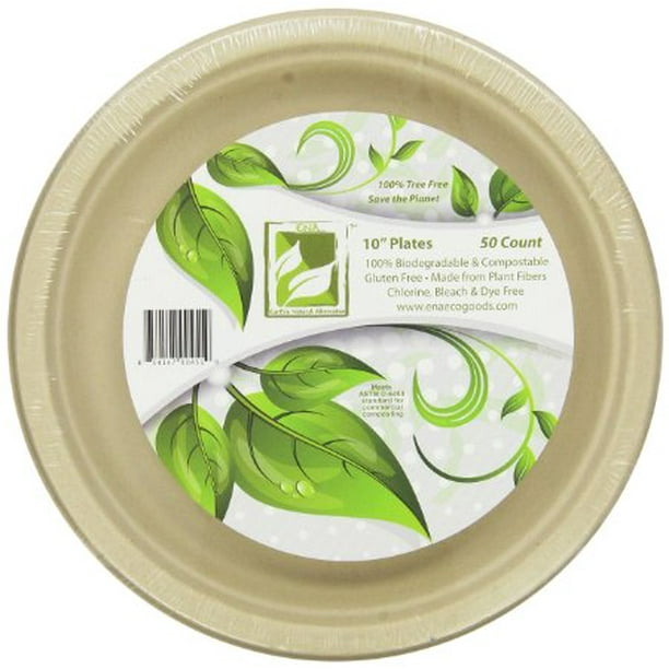 Earth's Natural Alternative Unbleached Paper Dinner Plates, 10", 50 Count