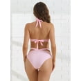 thumbnail image 4 of DARING DIVA Women's 2 Piece Push Up Halter Wide Tie Triangle Bottom Bikini Sets S Pink, 4 of 6