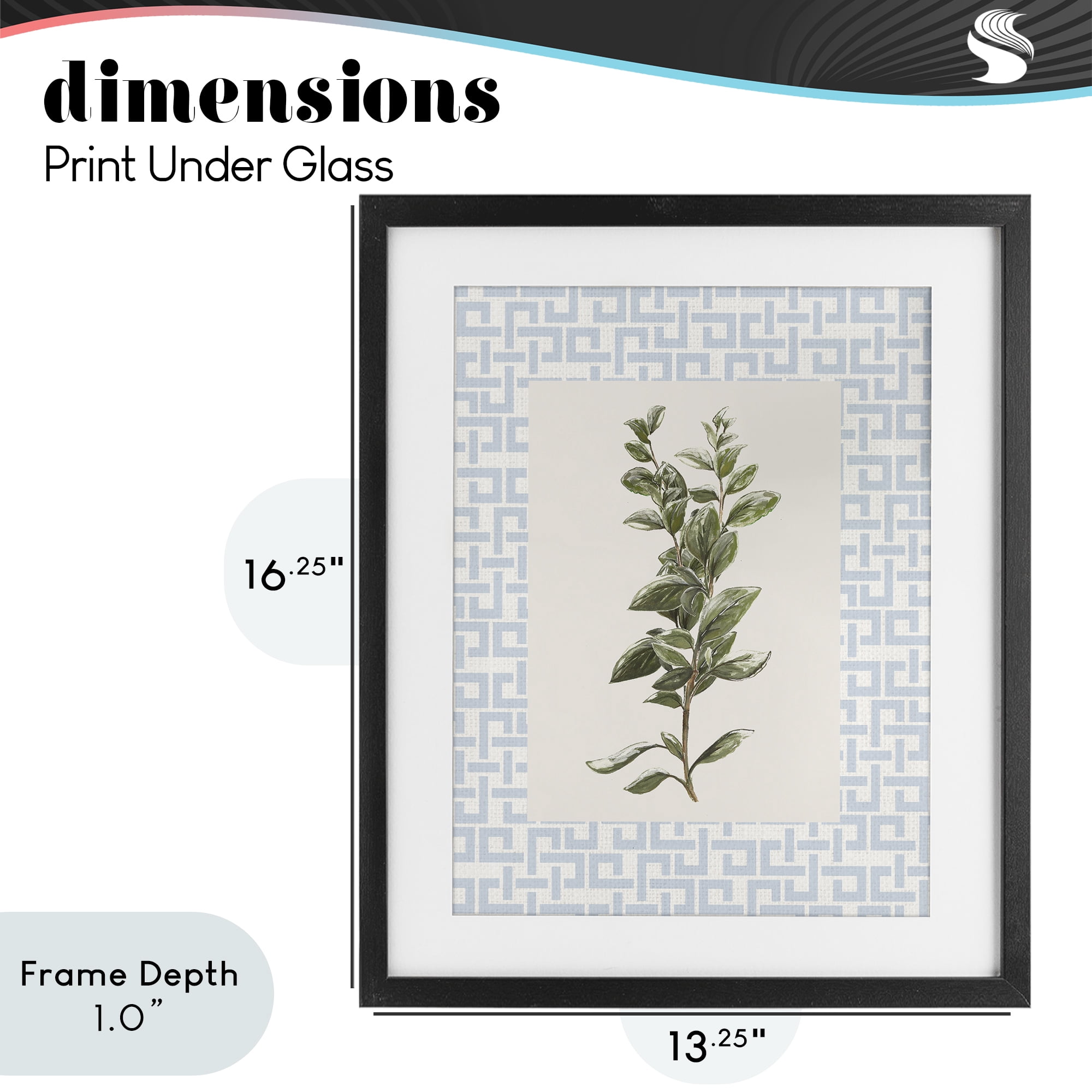 Stupell Industries Fresh Herb on Geometric Black Framed Print Under Glass, design by Diannart