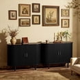 thumbnail image 6 of Howcool 40" Credenza Buffet Sideboard Cabinet with Storage, Modern Fluted Sliding Door Console with Adjustable Shelf for Kitchen, Entryway & Coffee Bar,Black, 6 of 6
