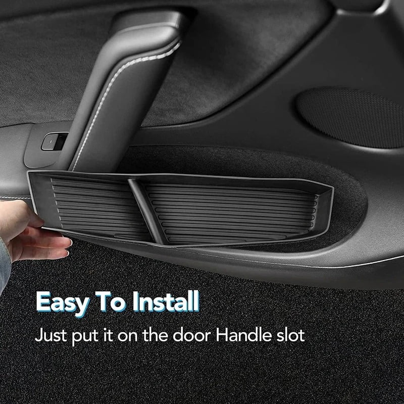 Rongqi fit for New Tesla Model Y 2025 2026 Launch Juniper Car Door Side Storage Box TPE Door Storage Organizer Tray Interior Accessories