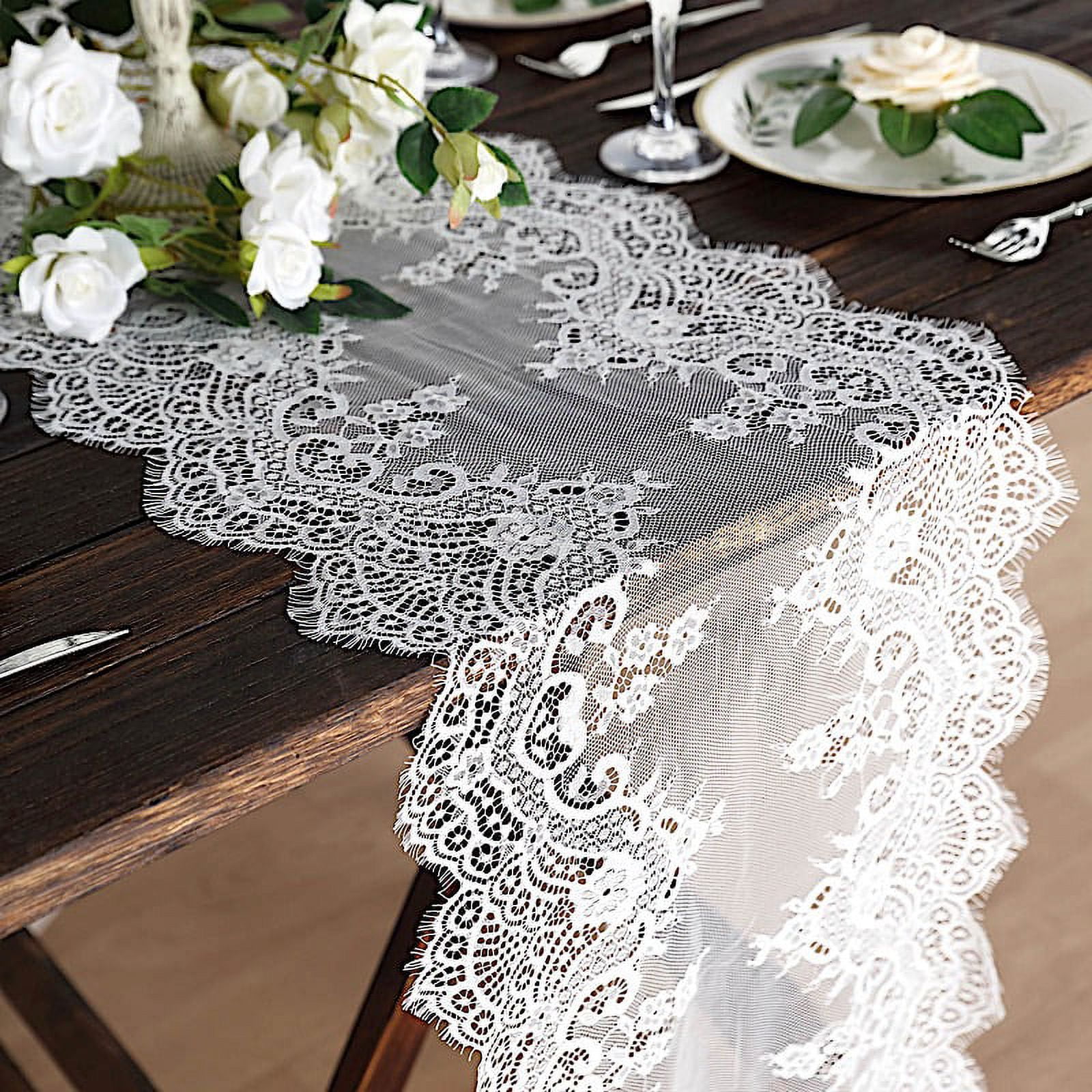 Pearl and Bead Scallop Table Runner  Table runners wedding, Table runners,  Linen table runner