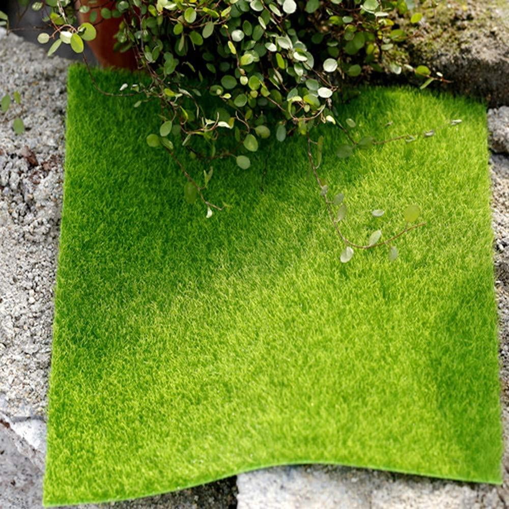 LIHAO 4 Piece 6x6Life-Like Artificial Grass for Miniature Ornaments DIY Fairy Garden Dollhouse Decoration 