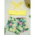 thumbnail image 5 of MSemis Kids Girls 2Pcs Workout Sports Outfit Crop Top Boyshorts Tracksuits, 5 of 6