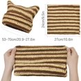 thumbnail image 2 of Gorro de Punto para Mujer - Gorro con Orejas de Gato Beige Gorro de Punto elástico cálido para Gorro de esquí de Invierno para niñas adultas, 2 of 5