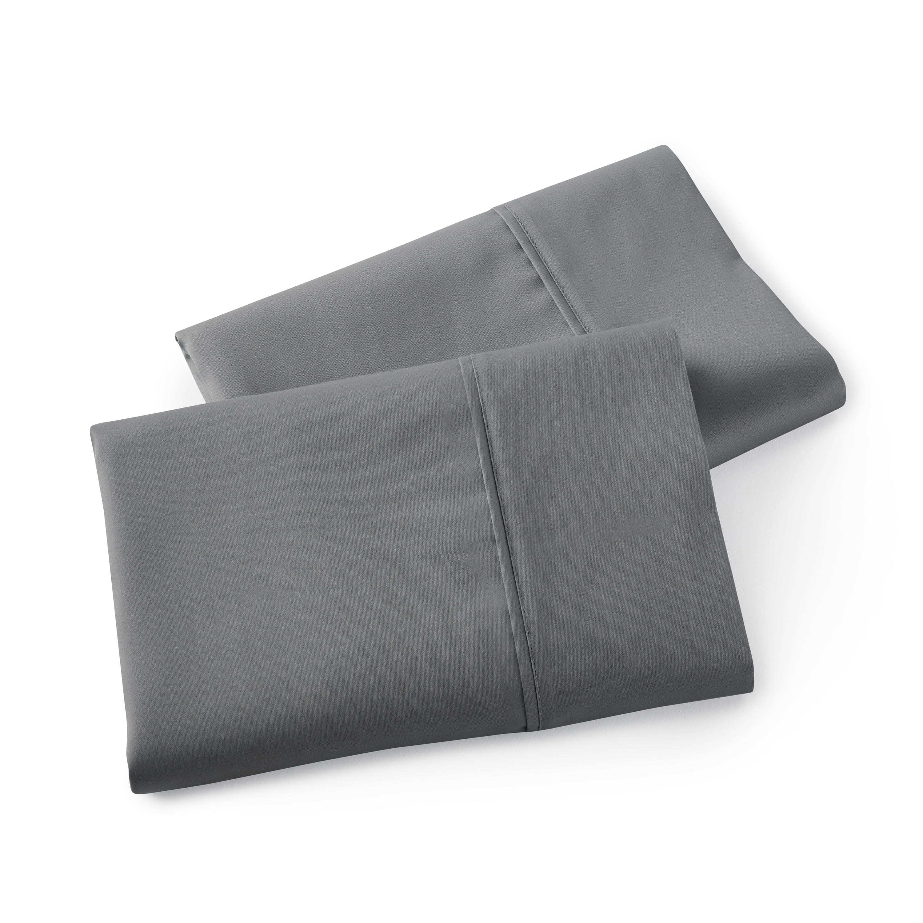 Better Homes and Gardens 300TC Cotton Sateen Pillowcase Set, Grey Flannel, 2 Piece Set, Standard/Queen