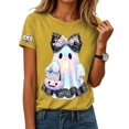 thumbnail image 2 of CFXNMZGR Womens Work Shirts Halloween Shirts for Women Halloween Teacher Shirts Ghost Shirt Fall Retro Vintage Oversized T-Shirt (Yellow,L), 2 of 5