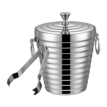 Fiocias Metal Ice Bucket Beer Ice Bucket Beverage Bucket Double Wall Cooling Bucket for 1L