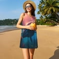 thumbnail image 3 of Naloa Sunshine Ocean Whale Print Women's Summer Spring Casual Beach Sundress,Vacation Sleeveless Tank Crewneck Loose Dresses, 3 of 7