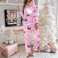 thumbnail image 2 of Halloween Pajamas Women 2 Piece Set Funny Print Long Sleeve Button Sleepwear Comfy Long Pants Relaxed Fit Cute Lounge Sets, 2 of 5