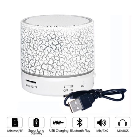 UPC: 0810030410027 | Sixtyshades Mini Wireless Bluetooth Speaker Stereo Rechargeable Player With Build-in Mic & LED Light for iPhone iPod & Android Smartphones  White