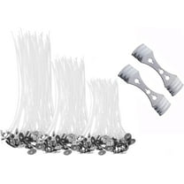 150 Pieces Candle Wicks, Natural Long Pre Waxed Wicks Candle Wick with 2pcs 3-Hole Candle Wicks Holder for DIY Candles Craft Tools Candle Making Kit (10cm, 15cm and 20cm)
