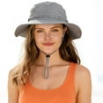 thumbnail image 5 of HLLMAN Mens Packable Sun Hat with Strap,Waterproof Wide Brim Bucket Hat for Fishing, 5 of 7