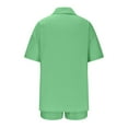 thumbnail image 4 of Virmaxy Womens Stylish Outfit 2 Piece Set Spring/Summer Fashion Slim Button Down Top Casual Shorts Solid Color Blouse/Shirt Set Green Xs, 4 of 5