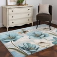 thumbnail image 3 of Area Rugs for Living Room Bedroom, Spring Floral 4'x6' Rug Washable Carpet Runner Indoor Outdoor, Vintage Tulips Flower Butterfly Retro Wood Blue Non Slip Accent Floor Mats Rug for Kitchen, Office, 3 of 8