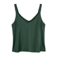 thumbnail image 4 of WEIWEN Womens Silk Satin Camisole Plain Strappy Vest Tops Cropped Tank Tops for Women Cami Shirt V-Neck Spaghetti Strap T-Shirt Green, L, 4 of 4