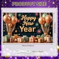 thumbnail image 2 of Gold Balloons Happy New Year Banner Gift Boxes New Year Display Fireworks Design Star Decorations Festive Backdrop for New Year Party Holiday Celebration Indoor Decoration, 2 of 8