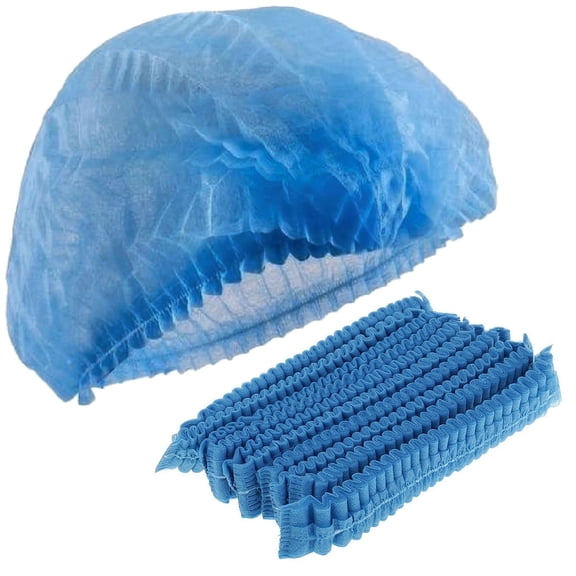 Disposable Mesh Bouffant Caps, 21 in, 100 Pack – Blue